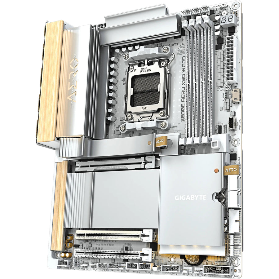 Gigabyte X870E AERO X3D WOOD ATX Motherboard For AMD Socket AM5 - X870E Chipset Supports AMD Ryzen 9000 / 8000 / 7000 Series Processor - PCIe 5.0, 4x DDR5 Dimm, 4x M.2, 2x Internal USB 3.2 Header, 2x Internal USB 3.2 Header, 1x Internal Typ