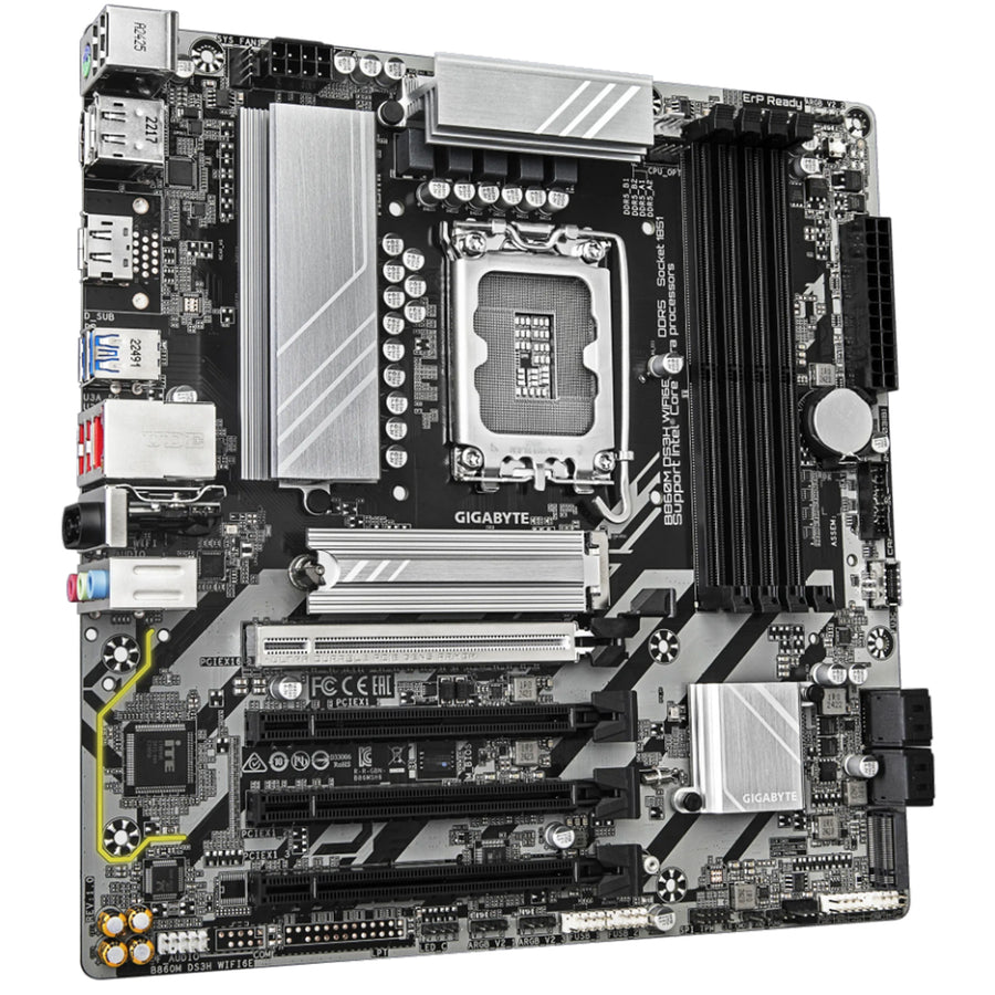 Gigabyte B860M DS3H WIFI6E mATX Motherboard For Intel LGA1851 - B860 Chipset - PCIE 5.0 - 2x M.2, 4x DDR5, 2x Internal USB 2.0 Header, 1x Internal USB 3.2 Header, 1x Internal Type C Header, WiFi 6E + BT