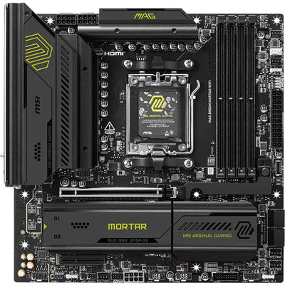 MSI MAG B850M MORTAR WIFI MATX Motherboard For AMD Socket AM5 - B850 Chipset, Supports AMD Ryzen 9000 / 8000 / 7000 Series Processor, PCIE 5.0, 3xM.2, 4x DDR5, 2x Internal USB 2.0 Header, 1x Internal USB 3.2 Header, 1x Internal Type C Heade