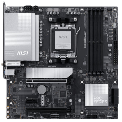MSI PRO B850M-A WIFI MATX Motherboard For AMD Socket AM5 - B850 Chipset, Supports AMD Ryzen 9000 / 8000 / 7000 Series Processor, PCIE 5.0, 2xM.2, 4x DDR5, 2x Internal USB 2.0 Header, 1x Internal USB 3.2 Header, 1x Internal Type C Header. 5G