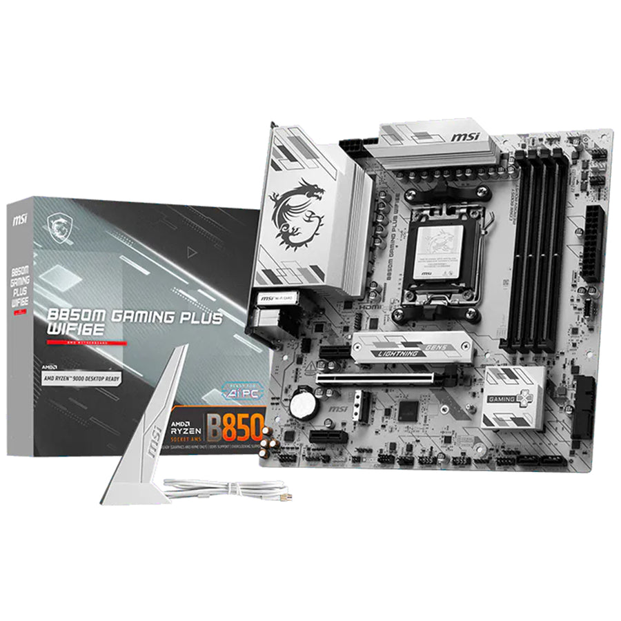 MSI B850M GAMING PLUS WIFI6E MATX Motherboard For AMD Socket AM5 - B850 Chipset, Supports AMD Ryzen 9000 / 8000 / 7000 Series Processor, PCIE 5.0, 2xM.2, 4x DDR5, 2x Internal USB 2.0 Header, 1x Internal USB 3.2 Header