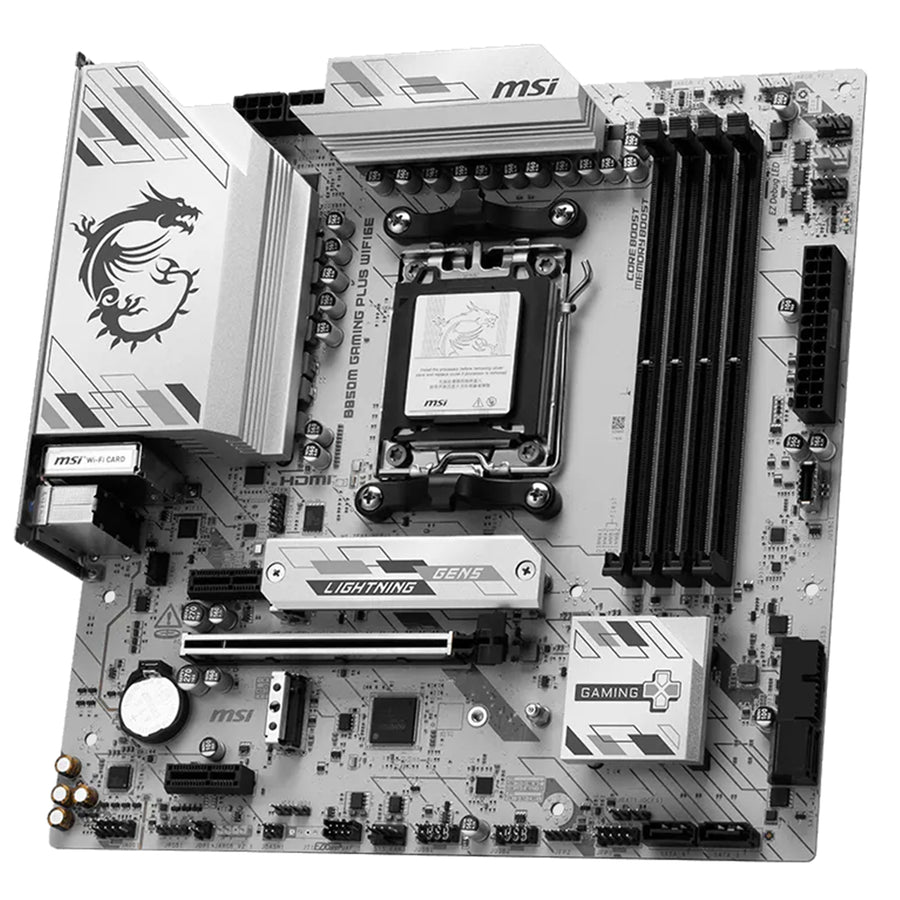 MSI B850M GAMING PLUS WIFI6E MATX Motherboard For AMD Socket AM5 - B850 Chipset, Supports AMD Ryzen 9000 / 8000 / 7000 Series Processor, PCIE 5.0, 2xM.2, 4x DDR5, 2x Internal USB 2.0 Header, 1x Internal USB 3.2 Header