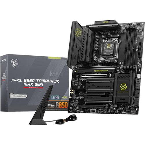 MSI MAG B850 TOMAHAWK MAX WIFI ATX Motherboard For AMD Socket AM5 - B850 Chipset, Supports AMD Ryzen 9000 / 8000 / 7000 Series Processor, PCIE 5.0, 4xM.2, 4x DDR5, 2x Internal USB 2.0 Header, 2x Internal USB 3.2 Header, 1x Internal Type C H