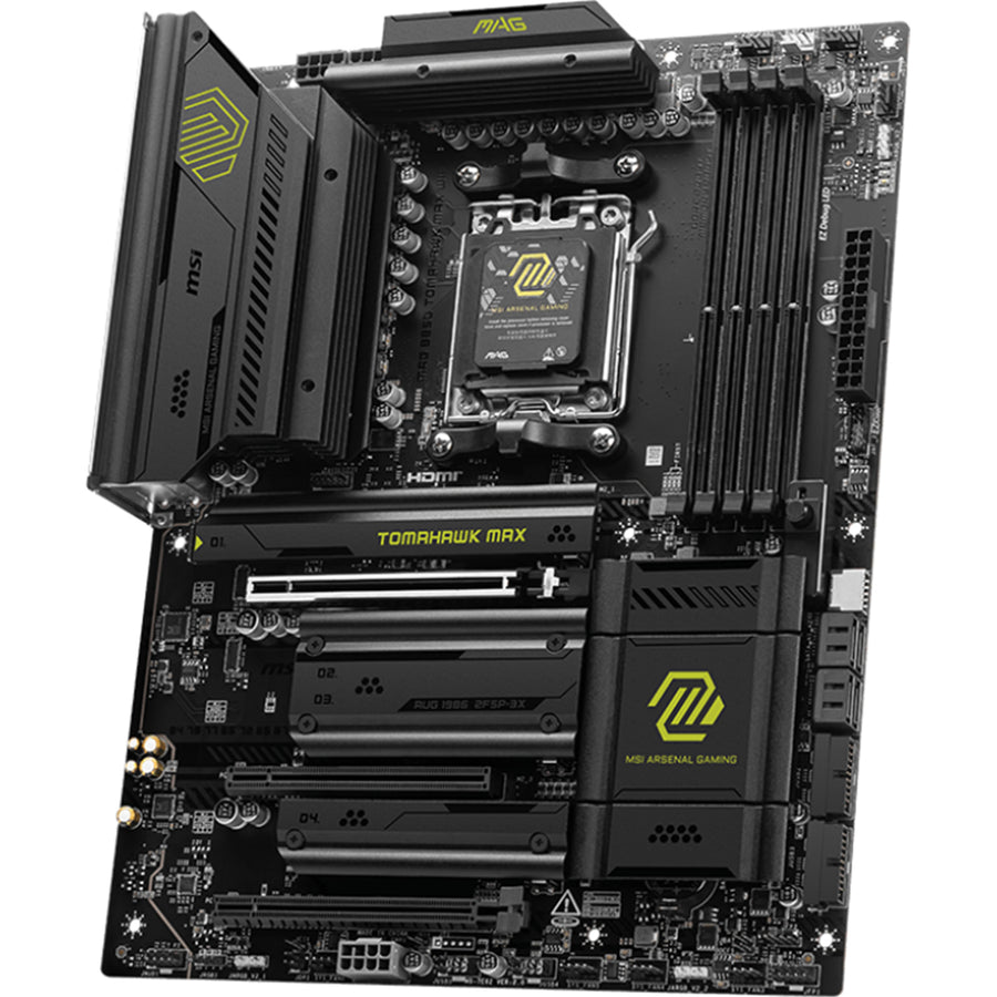 MSI MAG B850 TOMAHAWK MAX WIFI ATX Motherboard For AMD Socket AM5 - B850 Chipset, Supports AMD Ryzen 9000 / 8000 / 7000 Series Processor, PCIE 5.0, 4xM.2, 4x DDR5, 2x Internal USB 2.0 Header, 2x Internal USB 3.2 Header, 1x Internal Type C H