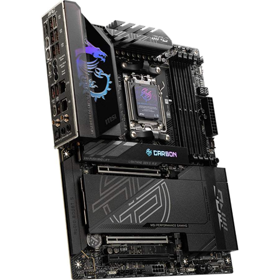 MSI MPG X870E CARBON WIFI ATX Motherboard For AMD Socket AM5 - X870E Chipset, Supports AMD Ryzen 9000 / 8000 / 7000 Series Processor, PCIE 5.0, 4x M.2, 4x DDR5, 2x Internal 2.0 Header, 2x Internal USB 3.2 Header, 1x Internal Type C Header