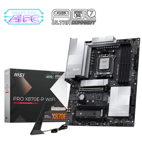 MSI X870E-P WIFI ATX Motherboard For AMD Socket AM5 - X870E Chipset, Supports AMD Ryzen 9000 / 8000 / 7000 Series Processor, PCIE 5.0, 3xM.2, 4x DDR5, 3x Internal USB 2.0 Header, 2x Internal USB 3.2 Header, 1x Internal Type C Header, 5G Lan
