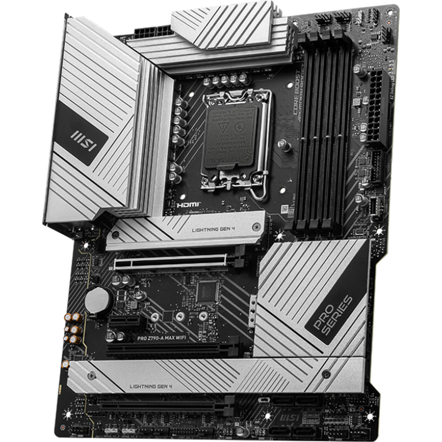 MSI PRO Z790-A MAX WIFI ATX Motherboard For Intel 12th/13th/14th Gen, LGA1700, Z790, PCIe 5.0, 4xDDR5 Dimm, 4x M.2, 2x Internal USB 2.0 Header, 1x Internal USB 3.2 Header,1x Internal Type C Header, 3x 5v A-RGB Header, 1x12v RGB Header