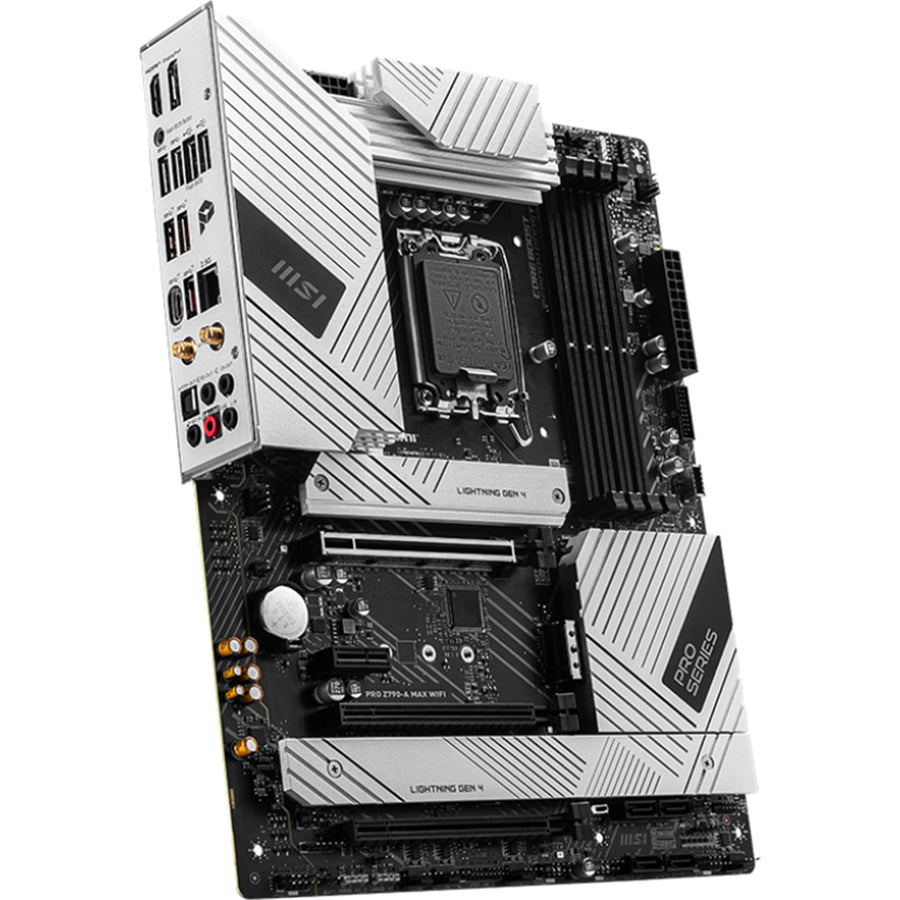 MSI PRO Z790-A MAX WIFI ATX Motherboard For Intel 12th/13th/14th Gen, LGA1700, Z790, PCIe 5.0, 4xDDR5 Dimm, 4x M.2, 2x Internal USB 2.0 Header, 1x Internal USB 3.2 Header,1x Internal Type C Header, 3x 5v A-RGB Header, 1x12v RGB Header