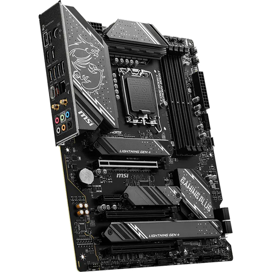 MSI Z790 GAMING PLUS WIFI ATX Motherboard Intel Socket LGA1700, Z790 Chipset, PCIe 4.0, 4xDDR5 Dimm, 4xM.2, Back I/O: 7xUSB, 1xType C, HDMI, LAN, AX WiFi + BT, HD Audio,Internal I/O: 2xUSB 2.0, 2xUSB 3.2, 1xType C,