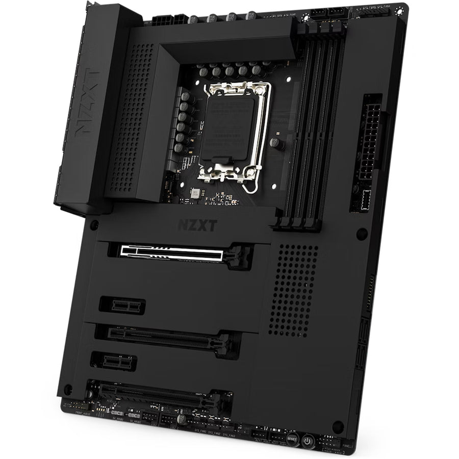 NZXT Z790 Matte Black ATX Motherboard Intel Socket LGA1700, Z790 Chipset, PCIe 5.0, 4x DDR5 Dimm, 3x M.2, Back I/O: 7x USB, 1xType-C, HDMI, LAN, AX WiFi + BT, HD Audio, Internal I/O: 1x USB 3.2, 2x USB 2.0, 1x Type-C, 2x5V A-RGB