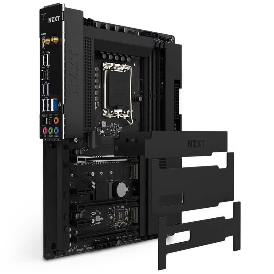 NZXT Z790 Matte Black ATX Motherboard Intel Socket LGA1700, Z790 Chipset, PCIe 5.0, 4x DDR5 Dimm, 3x M.2, Back I/O: 7x USB, 1xType-C, HDMI, LAN, AX WiFi + BT, HD Audio, Internal I/O: 1x USB 3.2, 2x USB 2.0, 1x Type-C, 2x5V A-RGB