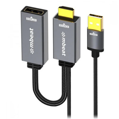 mbeat MB-XAD-HDDPU Tough Link HDMI to DisplayPort Adapter with USB Power