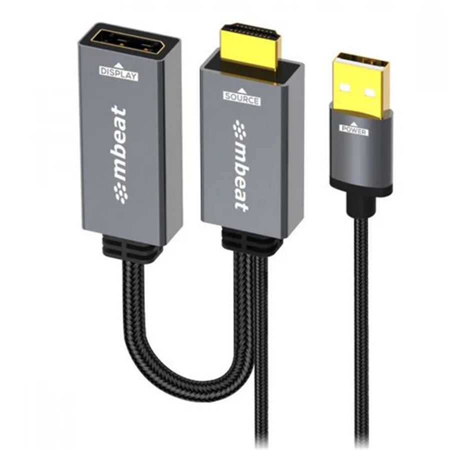 mbeat MB-XAD-HDDPU Tough Link HDMI to DisplayPort Adapter with USB Power