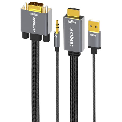 MB-XCB-HDVGAUX18 - mbeat Tough Link 1.8m HDMI to VGA Cable with USB Power & 3.5mm Audio