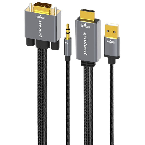 MB-XCB-HDVGAUX18 - mbeat Tough Link 1.8m HDMI to VGA Cable with USB Power & 3.5mm Audio