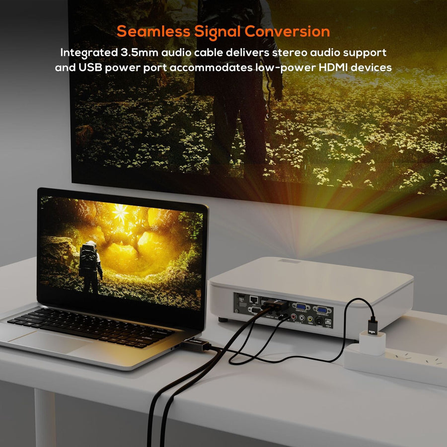 MB-XCB-HDVGAUX18 - mbeat Tough Link 1,8m HDMI zu VGA Kabel mit USB Stromversorgung & 3,5mm Audio