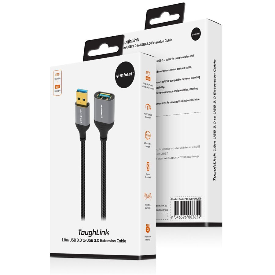 MB-XCB-UMUF18 - mbeat Tough Link 1.8m USB 3.0 to USB 3.0 Extension Cable