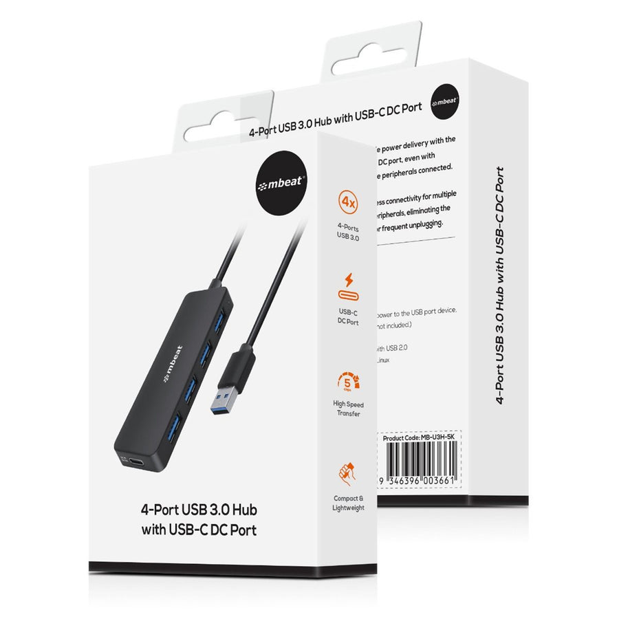 MB-U3H-5K - mbeat 4-Port USB 3.0 Hub mit USB-C DC-Anschluss