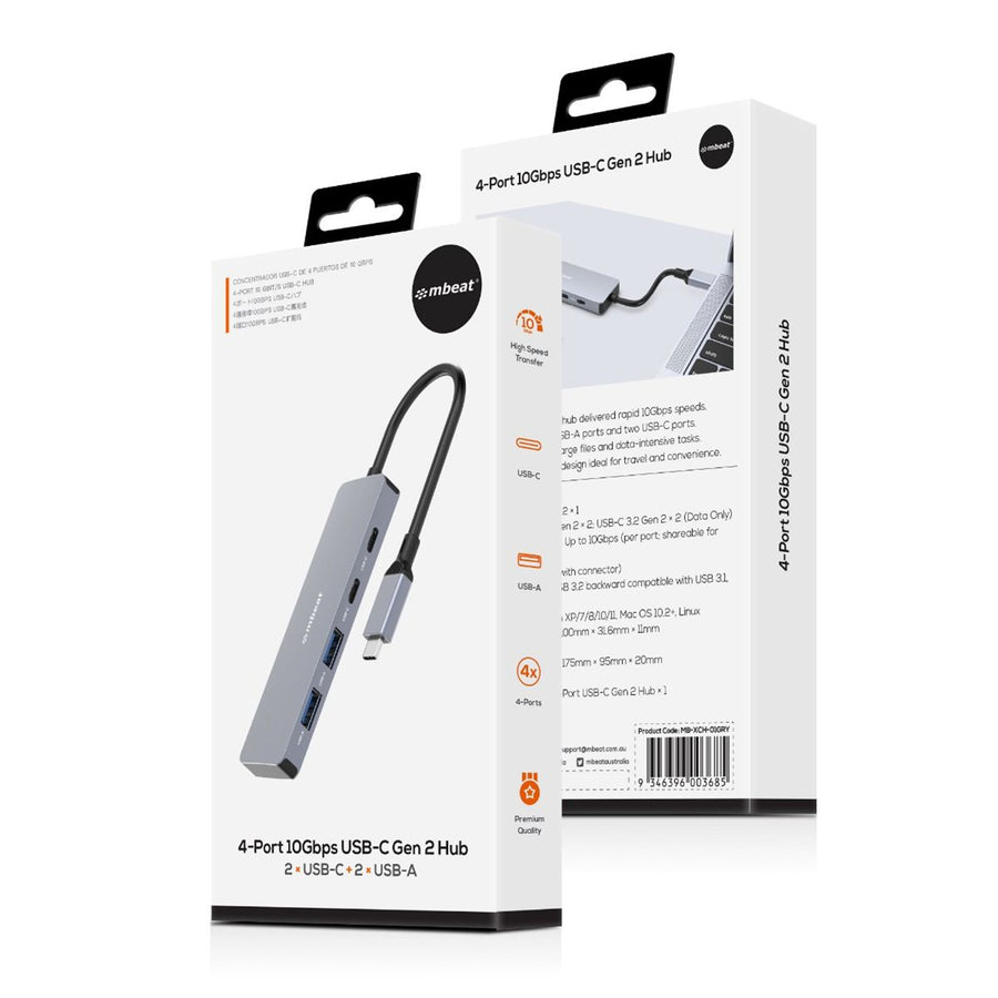 mbeat   Elite 4 Port 10Gbps USB-C Gen 2 Hub