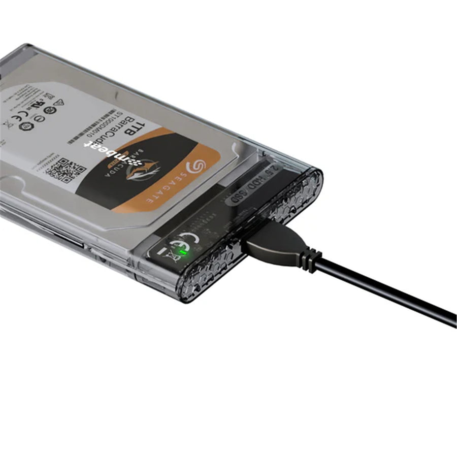 mbeat A1 Transparentes werkzeugloses USB 3.0 2,5" SATA HDD-Gehäuse - Schwarz