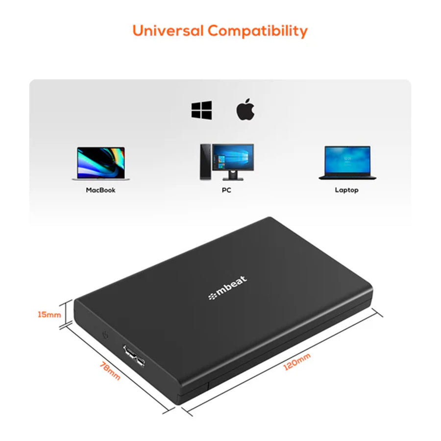 mbeat A2 Slim Werkzeugloses USB 3.0 2,5" SATA HDD-Gehäuse - Schwarz