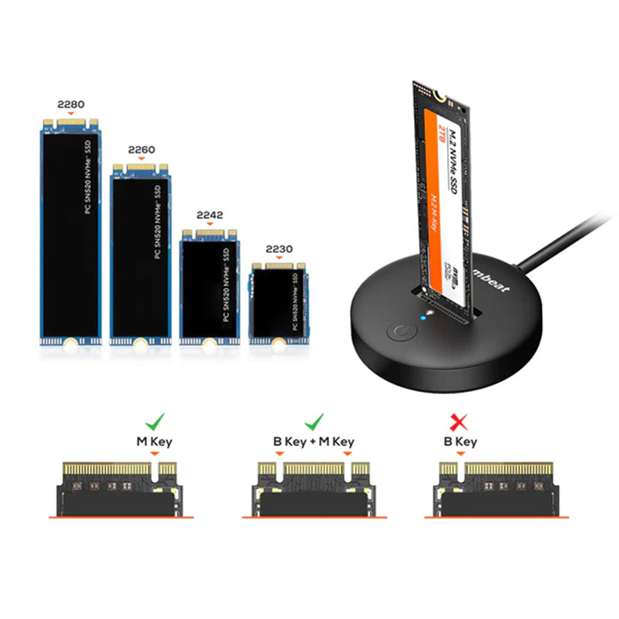 mbeat H1 USB 3.2 Gen2 10Gbps M.2 NVMe & SATA SSD Mini Dock - Black