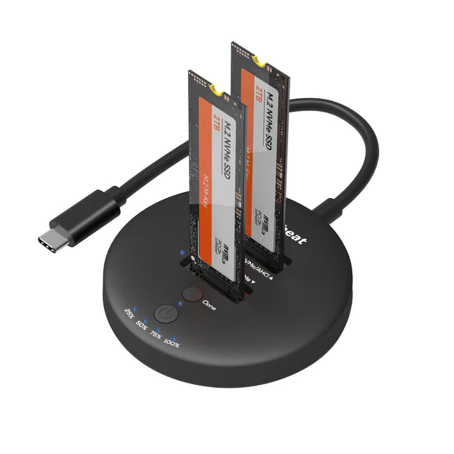 MB-HDD-M2H3CL - mbeat H3 USB 3.2 Gen2x2 20Gbps Dual M.2 NVMe SSD Dock with Clone Duplicator (Black)
