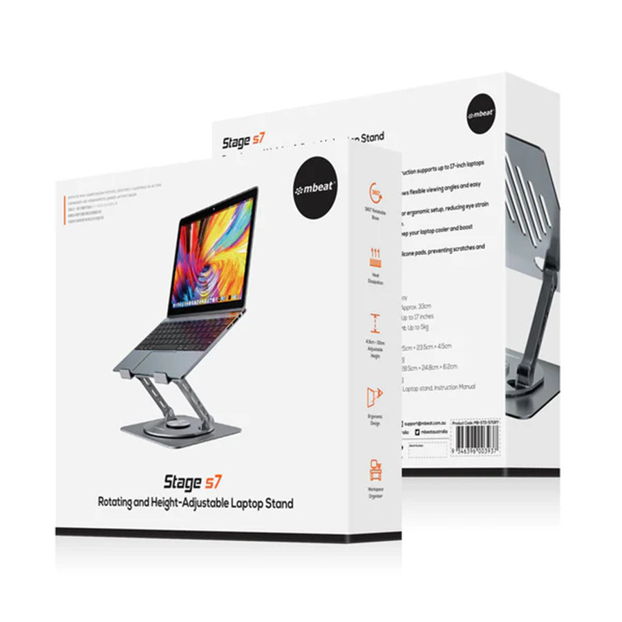 MB-STD-S7GRY - mbeat Stage S7 Rotating and Height-Adjustable Laptop Stand - Space Grey