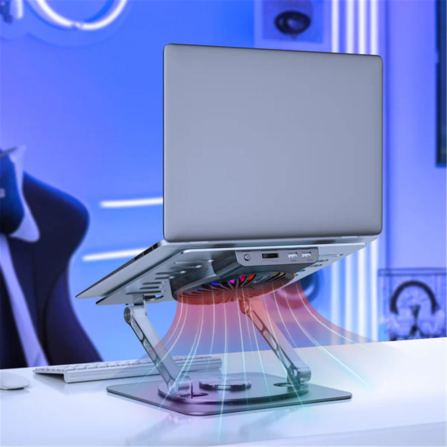 mbeat MB-STD-S8GRY  Stage S8 Rotating Laptop Stand with RGB Cooling Fan and USB Ports