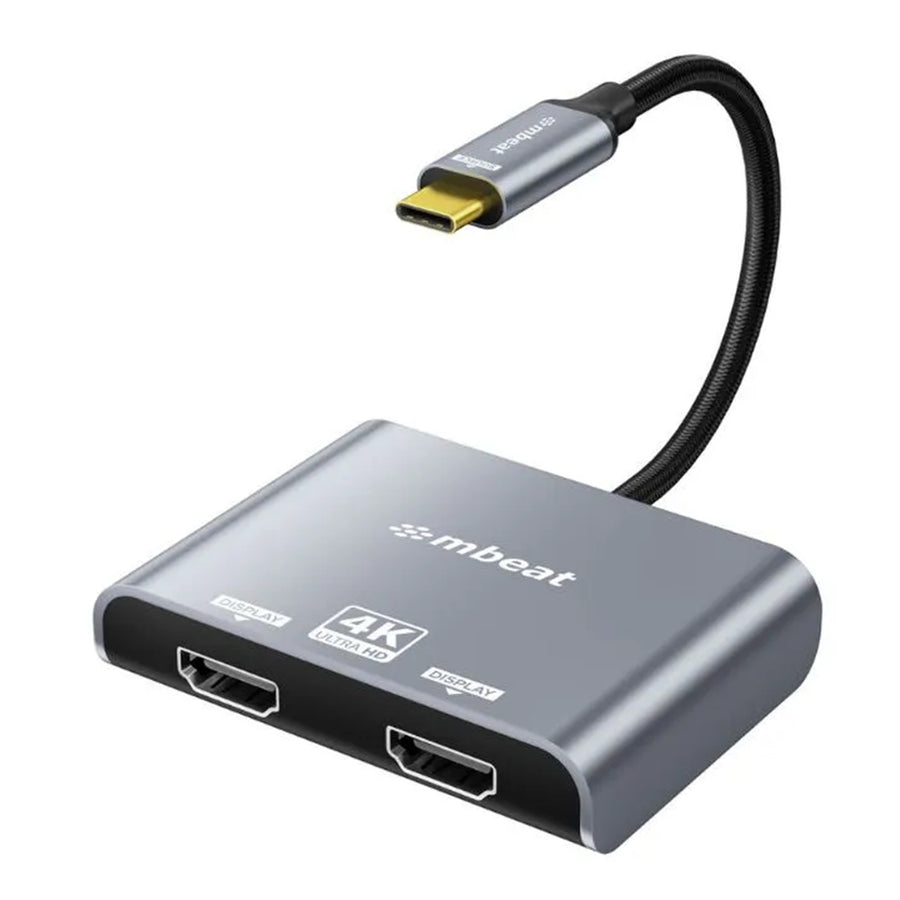 MB-XAD-C2HDM - mbeat Tough Link USB-C to Dual 4K/60Hz HDMI MST Adapter - Space Grey