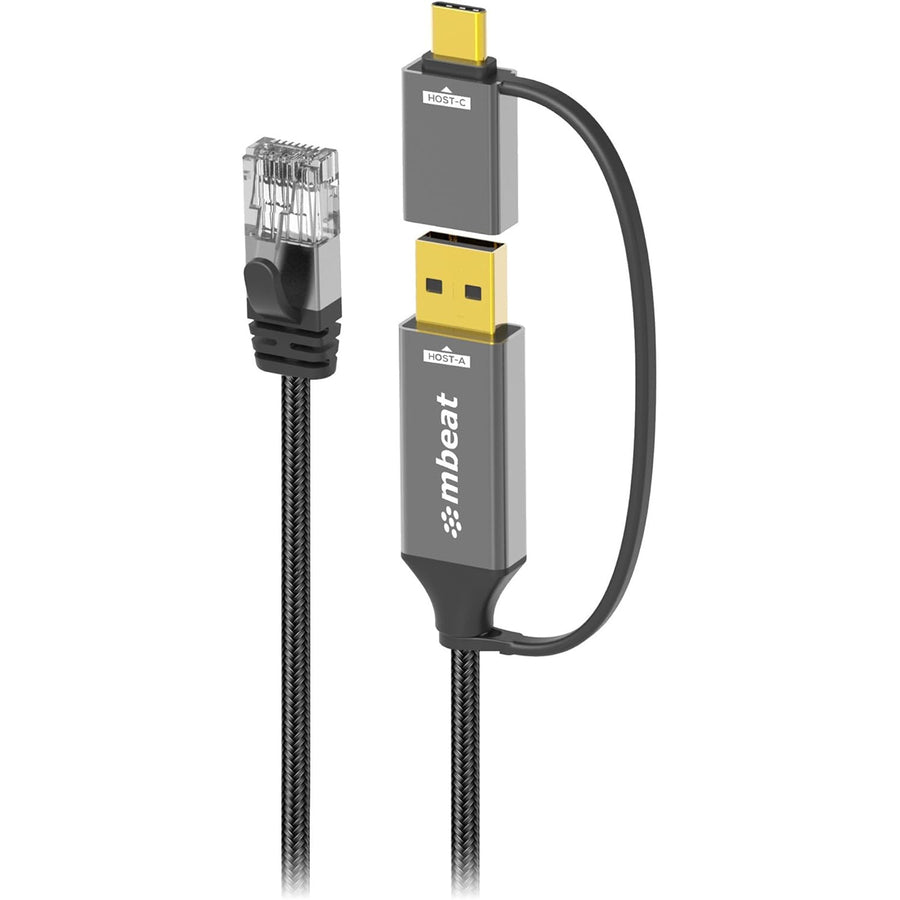 MB-XCB-UCN30 - mbeat Tough Link 3m USB- und USB-C-auf-RJ45-Ethernet-Kabel - Space Grey