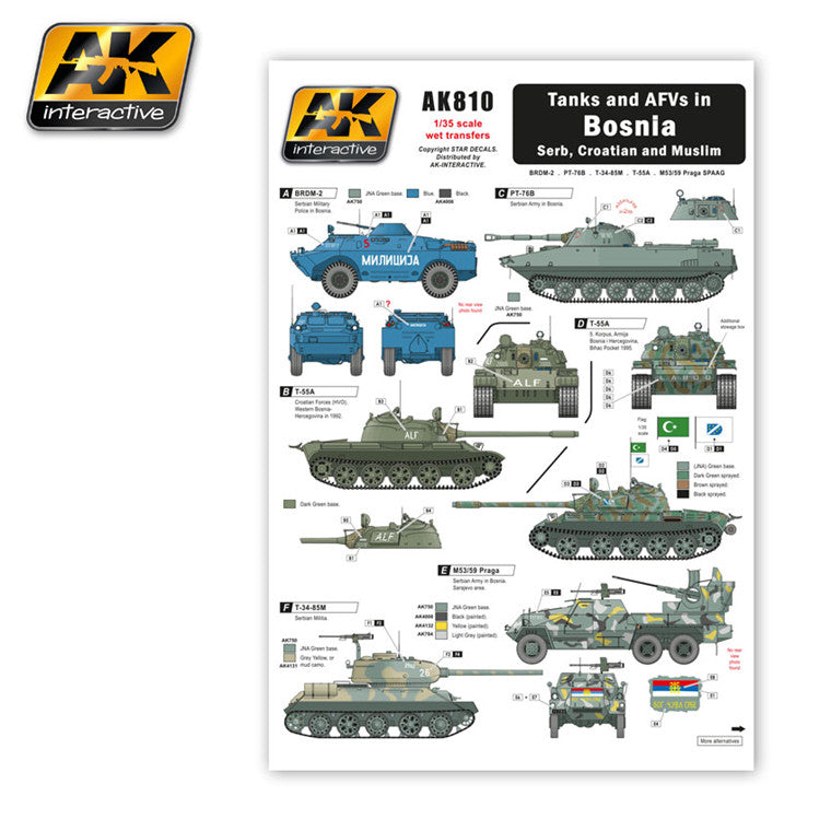 AK Interactive AK810 - AK DECALS - PANZER & AFV IN BOSNIEN