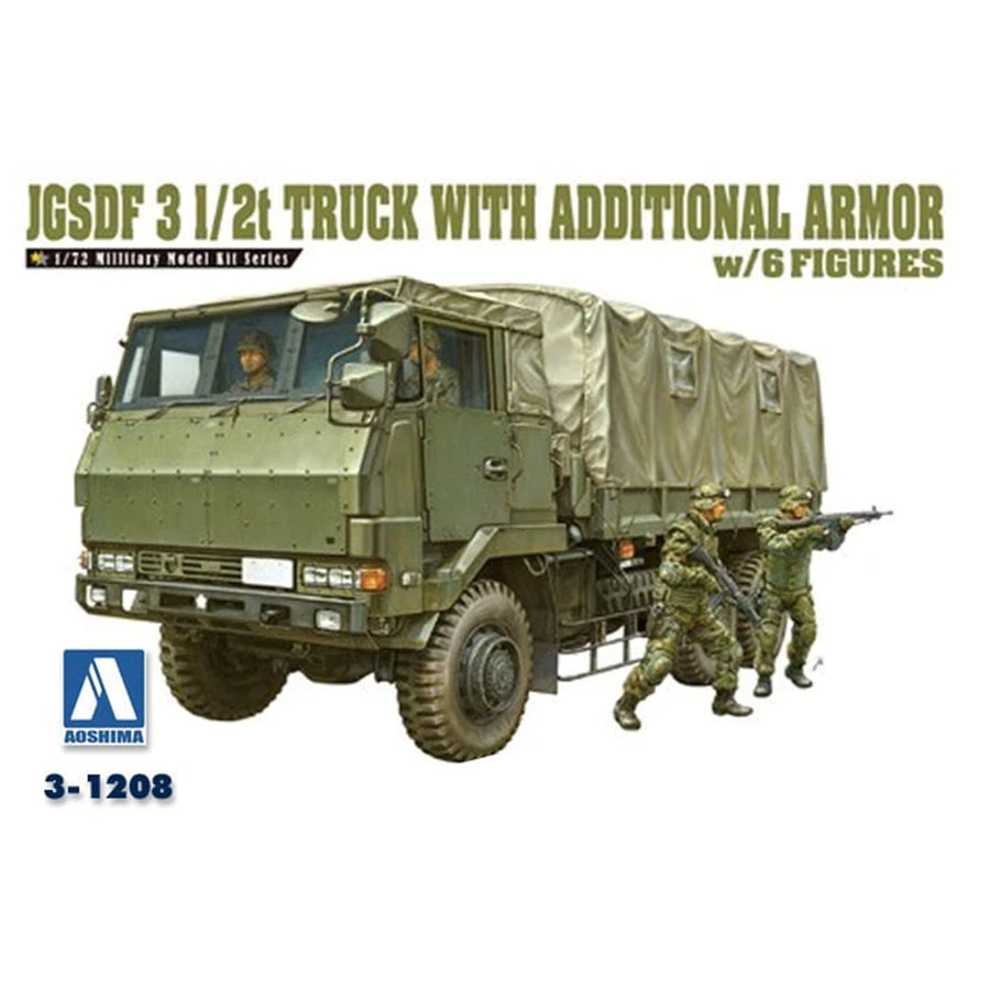 Aoshima 3-1208 - AOSHIMA 1/72 JGSDF 1/2t TRUCK WITH ARMOUR & 4 FIGS