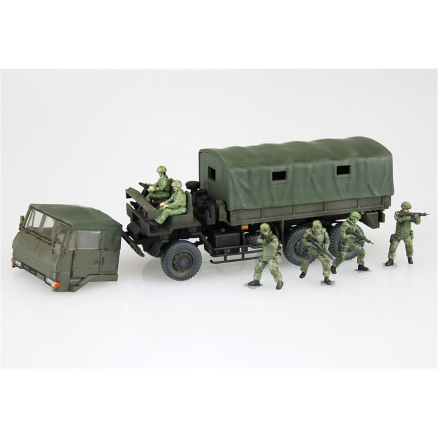 Aoshima 3-1208 - AOSHIMA 1/72 JGSDF 1/2t TRUCK WITH ARMOUR & 4 FIGS