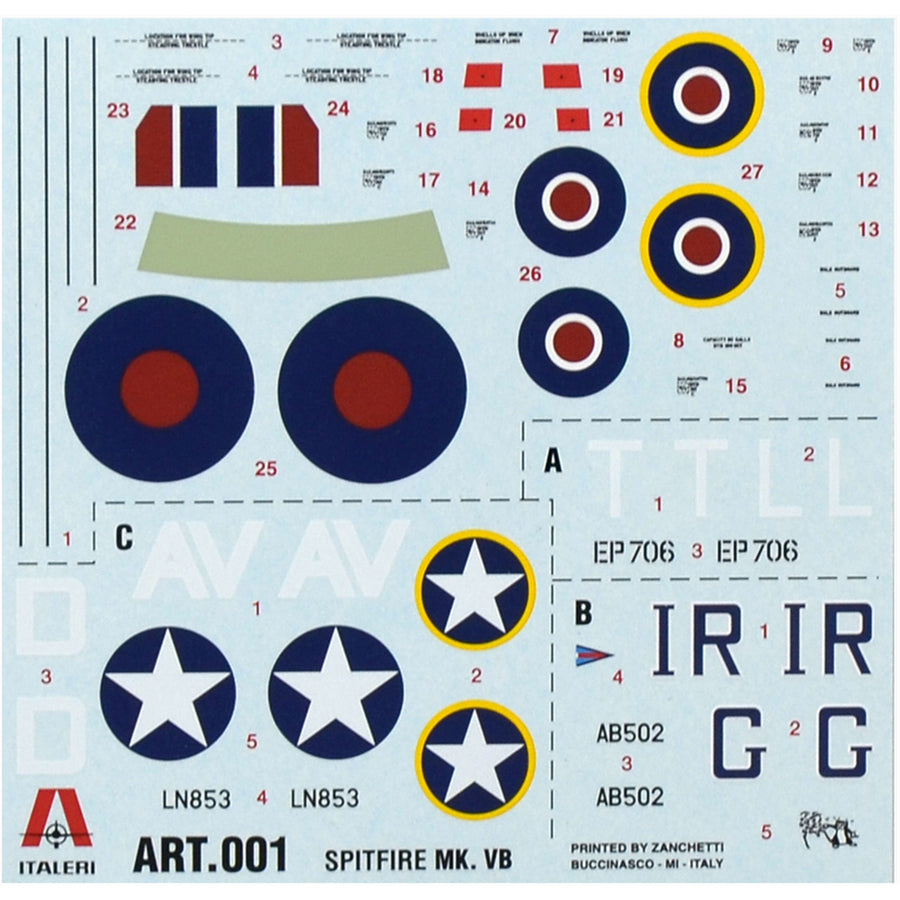 Italeri 1-001 - ITALERI 1/72 SPITFIRE MK Vb