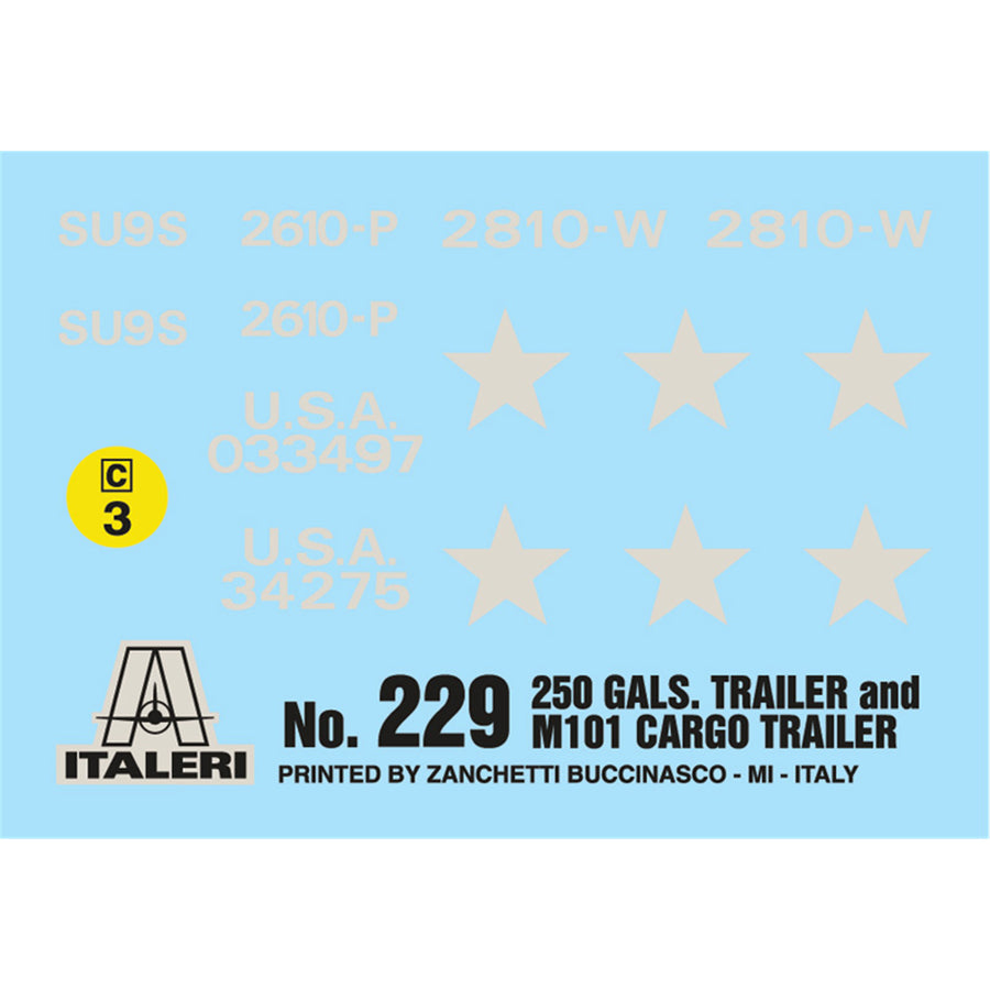 ITALERI 1/35 CARGO TRAILER M101 W/250GAL TANK