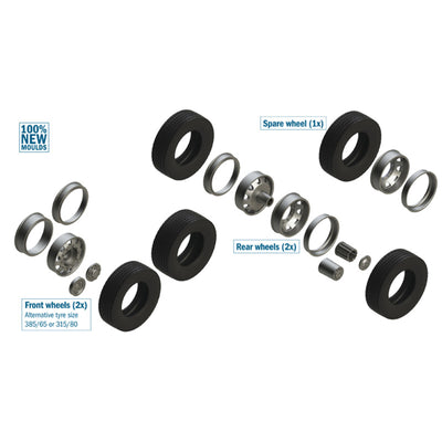 ITALERI 1/24 EUROPEAN TRUCK TIRES & RIMS