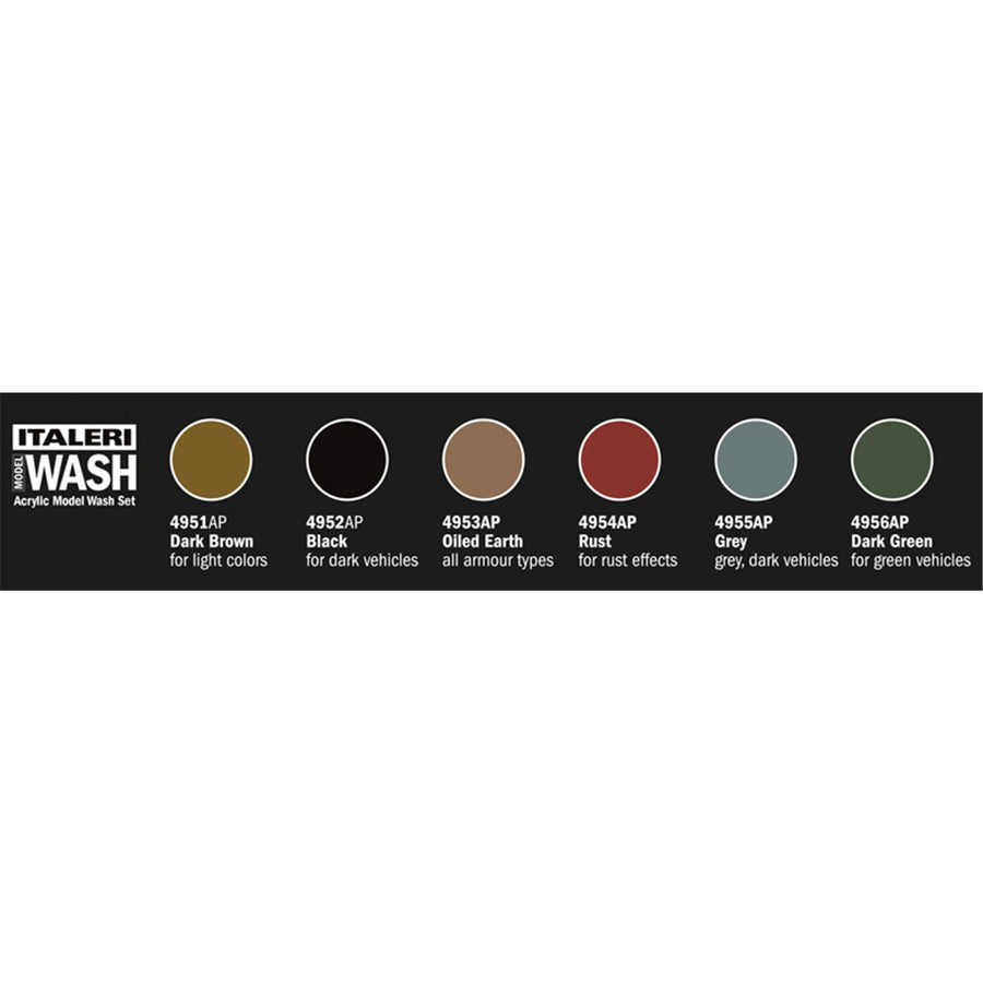 1-448AP - ITALERI ACRYLIC MODEL WASH - 6 BOTTLE SET
