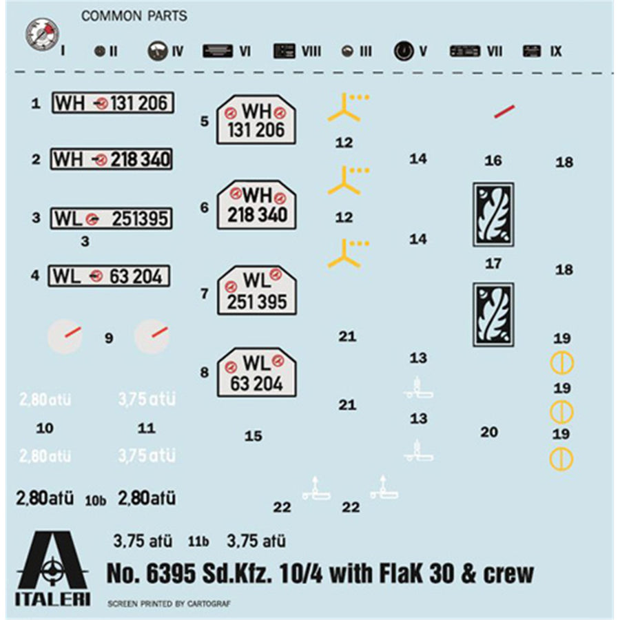 ITALERI 1/35 SDKFZ 10/4- FLAK30 W/CREW