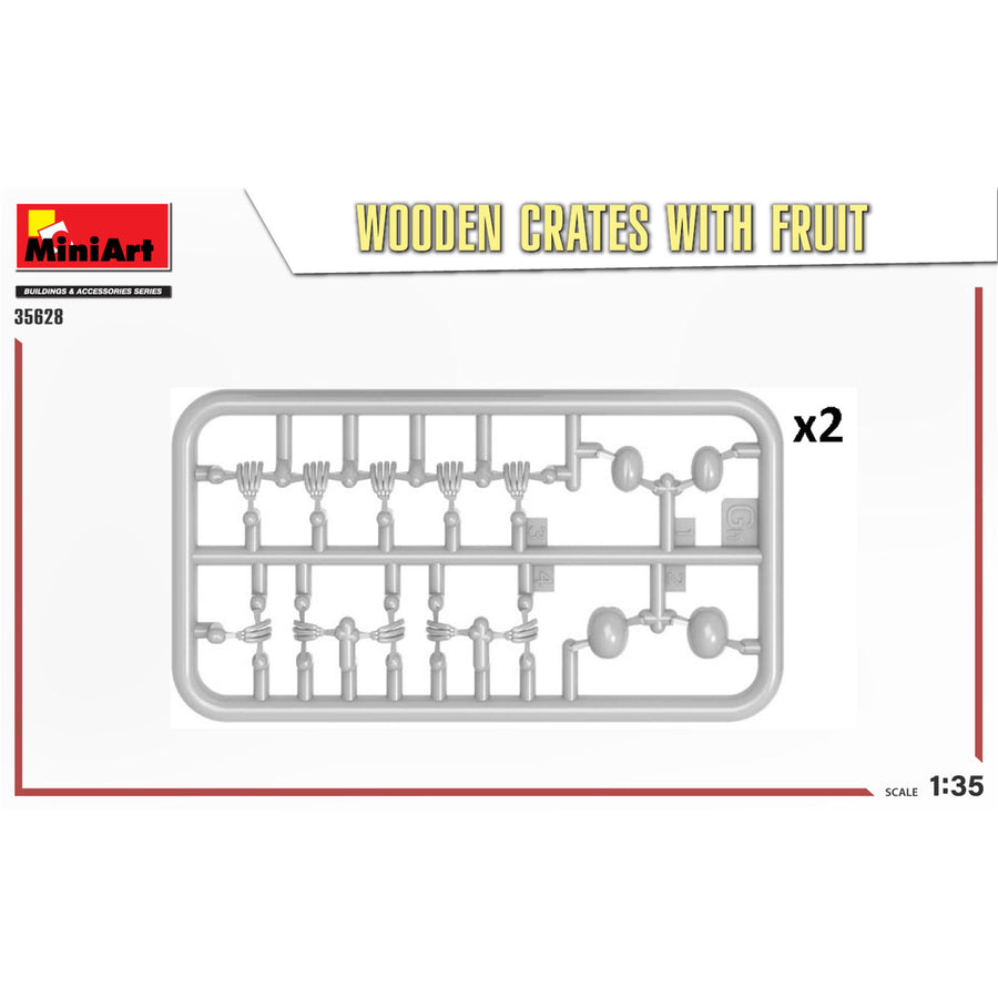 Miniart 2-35628 - MINIART 1/35 WOODEN CRATES W/FRUIT