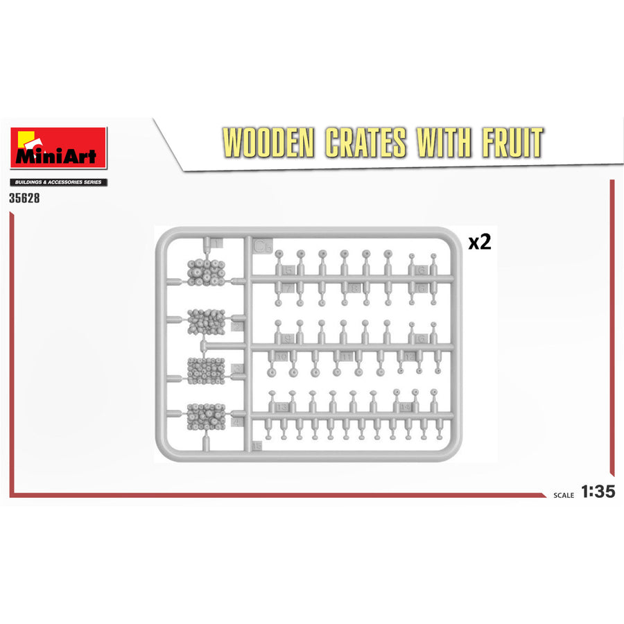 Miniart 2-35628 - MINIART 1/35 WOODEN CRATES W/FRUIT