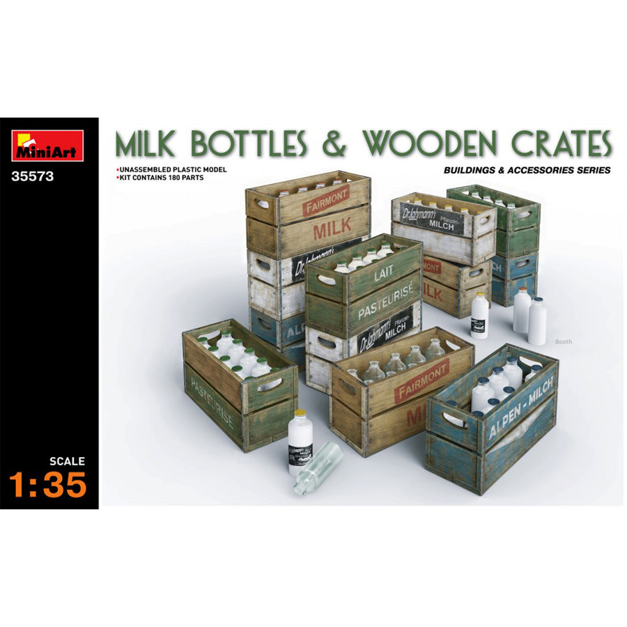 Miniart 2-35573 - MINIART 1/35 MILK BOTTLES & WOODEN CRATES