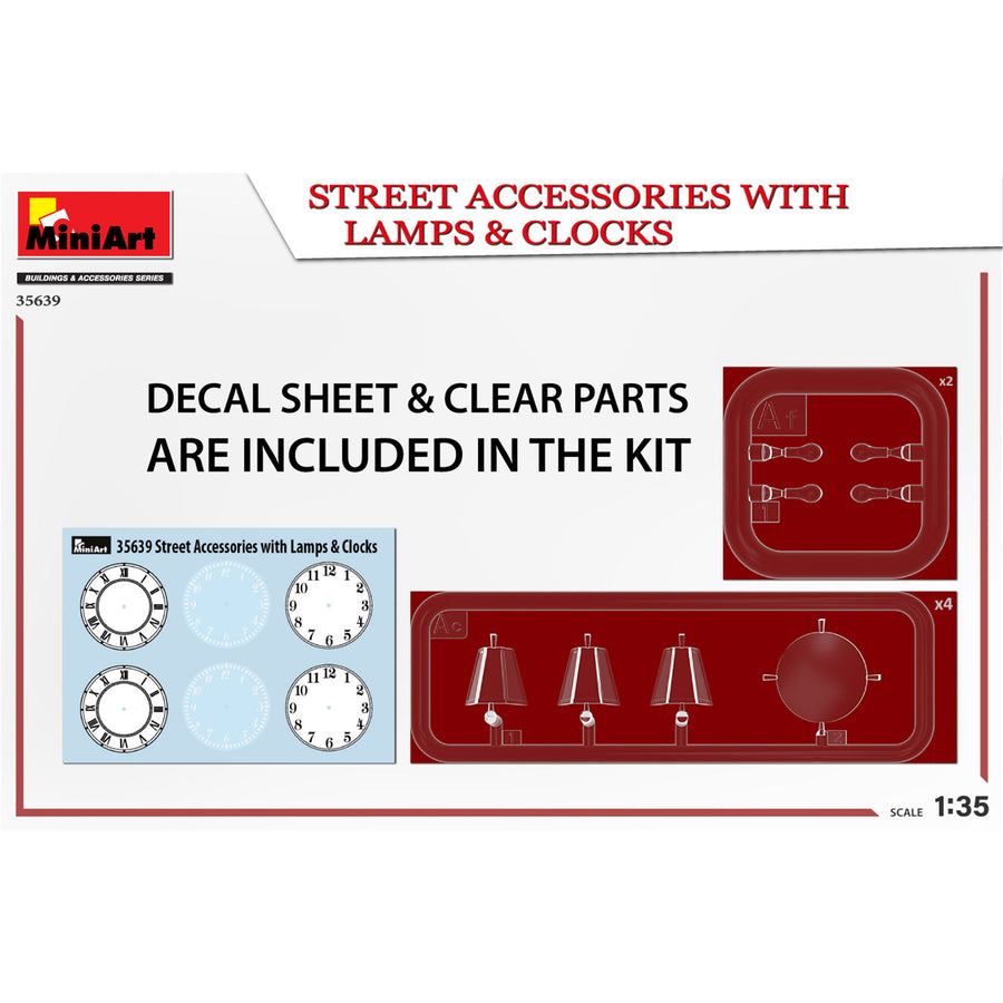 Miniart 2-35639 - MINIART 1/35 STREET ACC W/LAMPS & CLOCKS