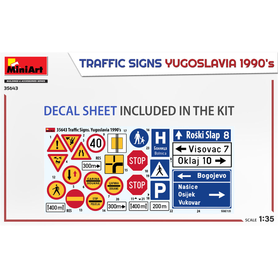 Miniart 2-35643 - MINIART 1/35 TRAFFIC SIGNS YUGOSLAVIA 1990's