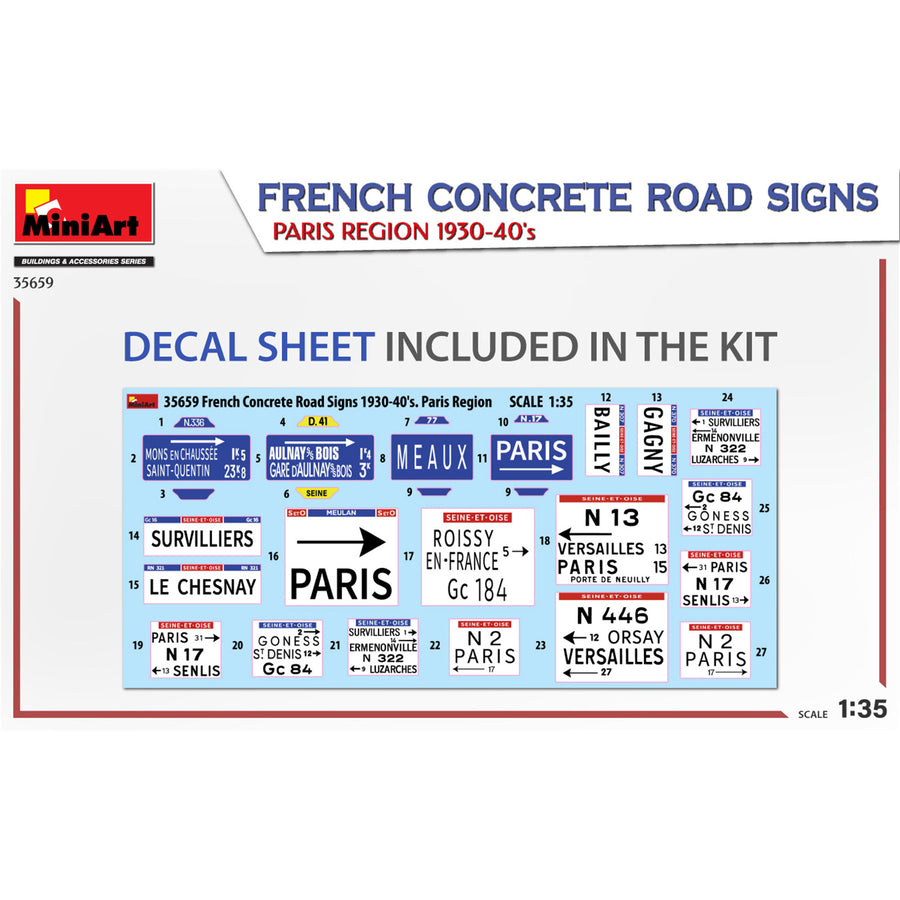 Miniart 2-35659 - MINIART 1/35 TRAFFIC SIGNS FRENCH '30's PARIS