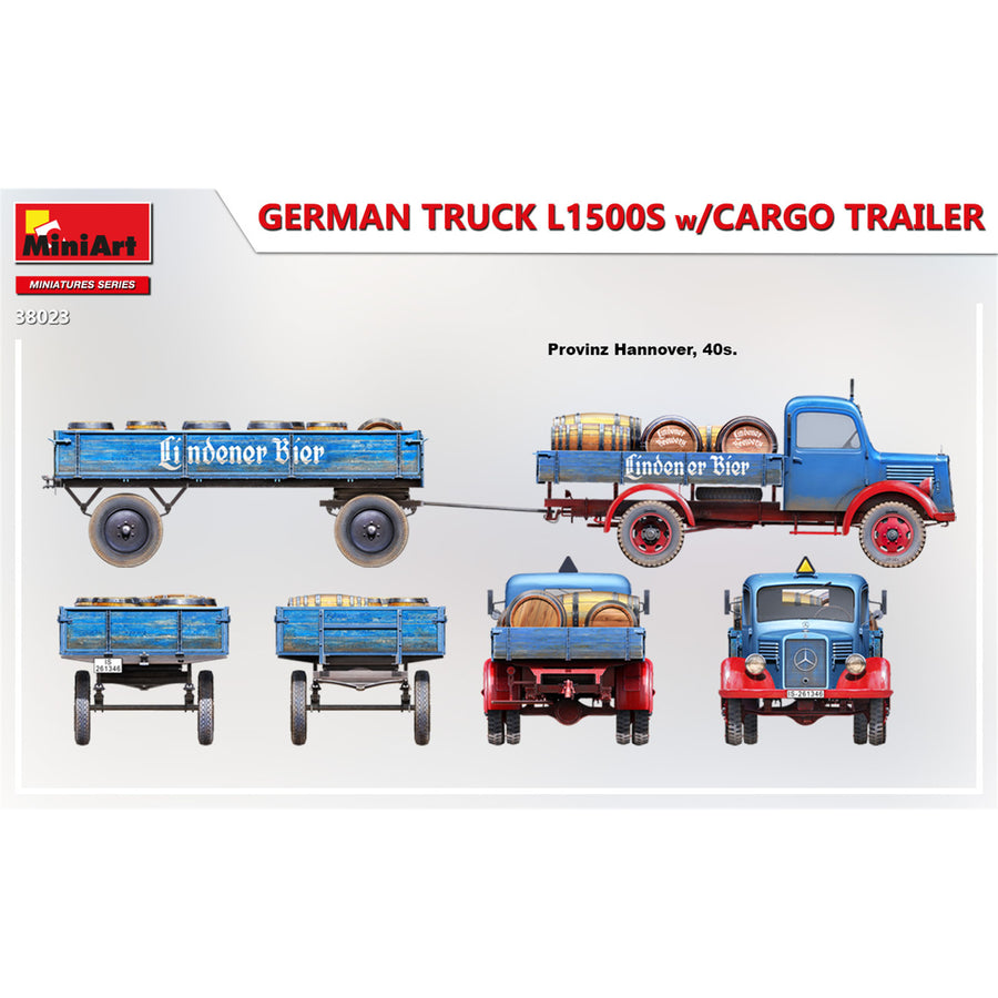 Miniart 2-38023 - MINIART 1/35 GERMAN TRUCK L1500S W/TRAILER