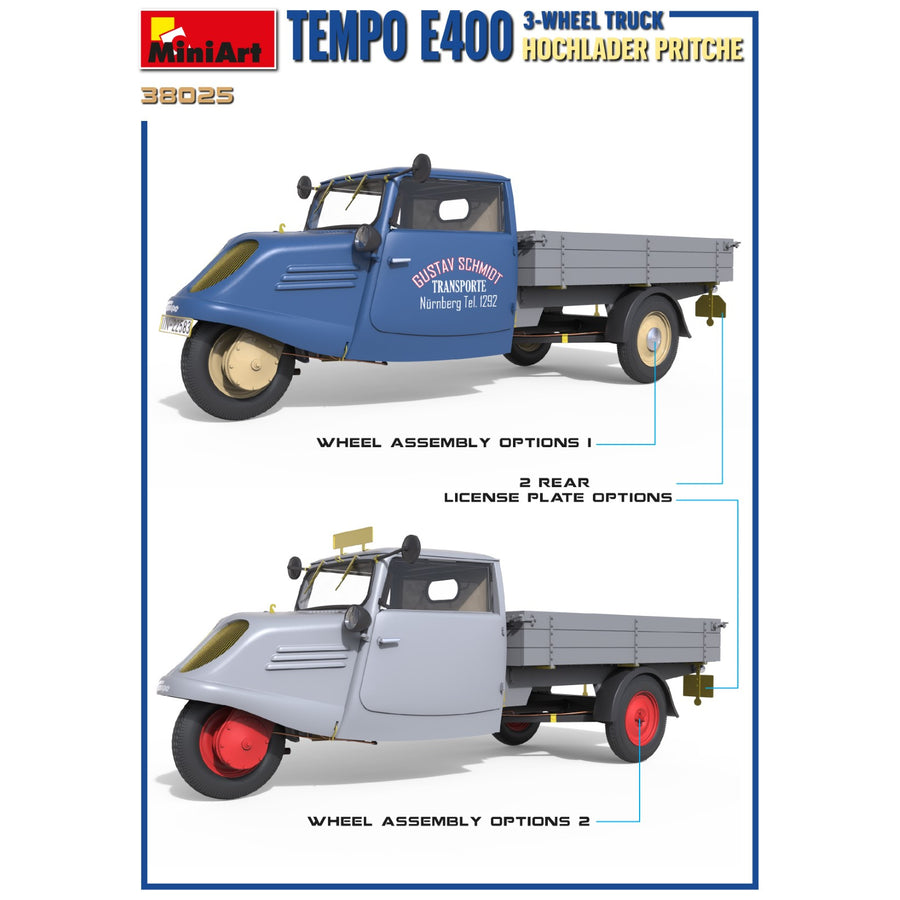 Miniart 2-38025 - MINIART 1/35 TEMPO E400 3 WHEEL TRUCK