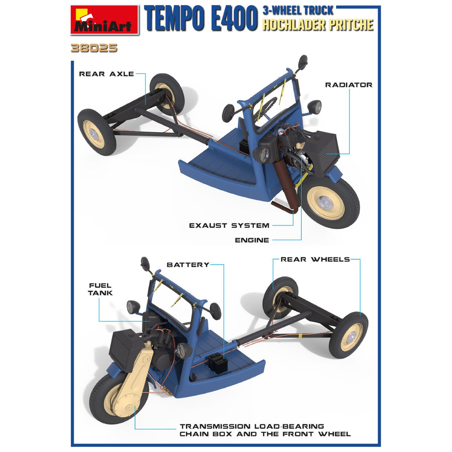 Miniart 2-38025 - MINIART 1/35 TEMPO E400 3 WHEEL TRUCK