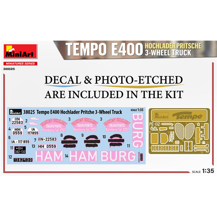 Miniart 2-38025 - MINIART 1/35 TEMPO E400 3 WHEEL TRUCK