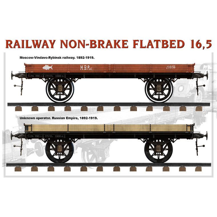 Miniart 2-39004 - MINIART 1/35 RAILWAY NON-BRAKE FLATBED